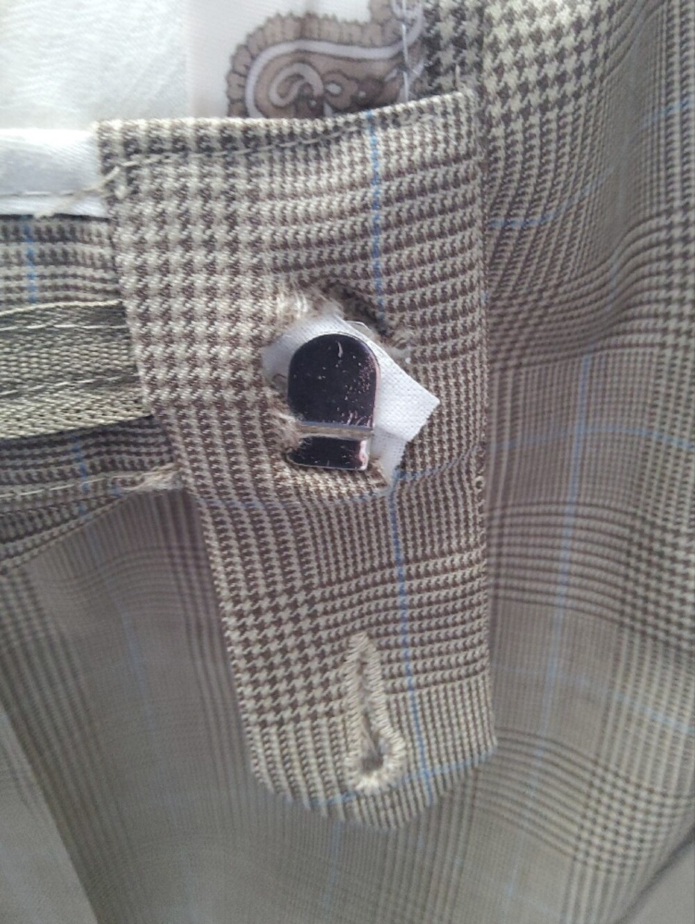 Ralph Lauren Cream Dress Pant with Brown Paisley Trim - Picture 7 of 9